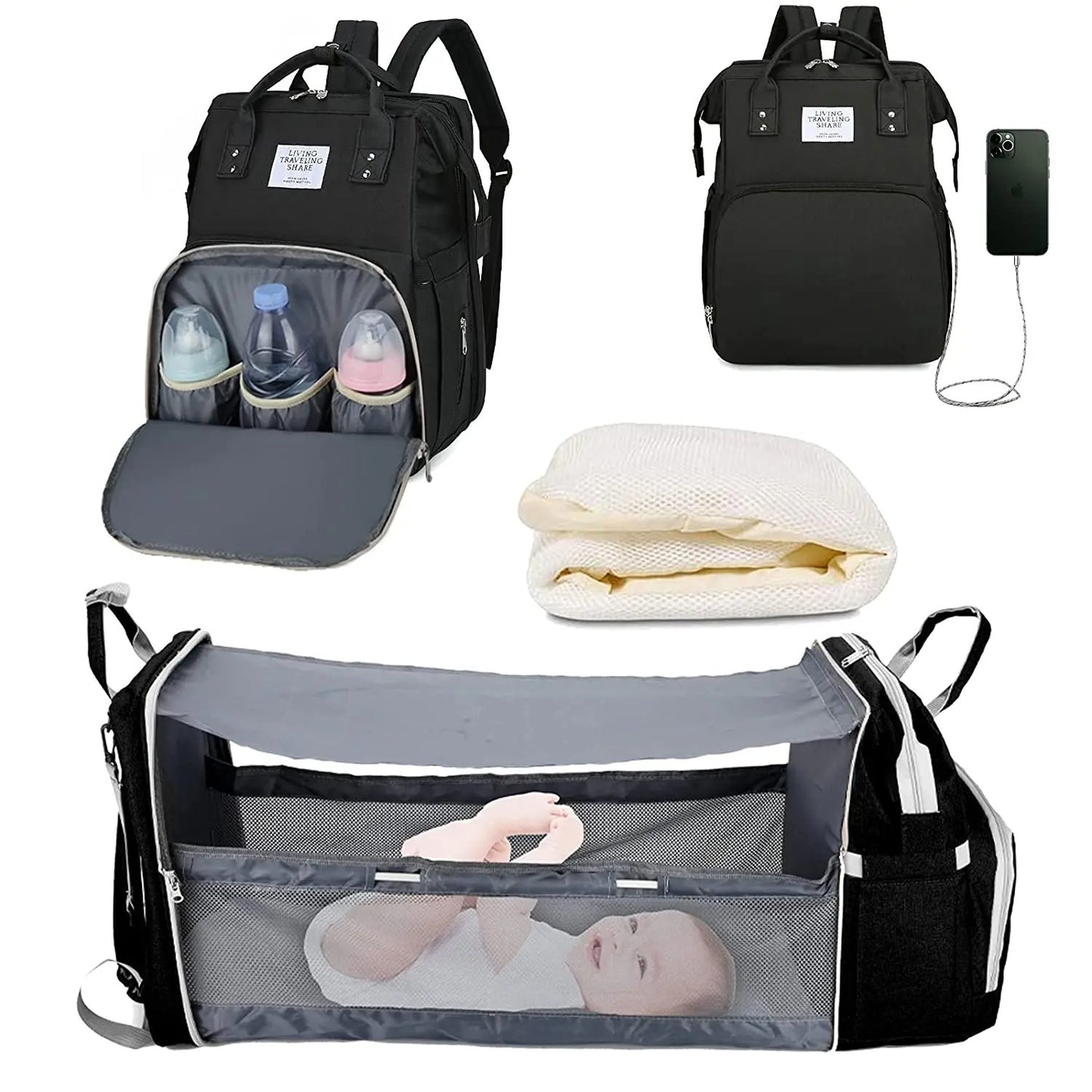 3 In 1 Foldable Diaper Backpack