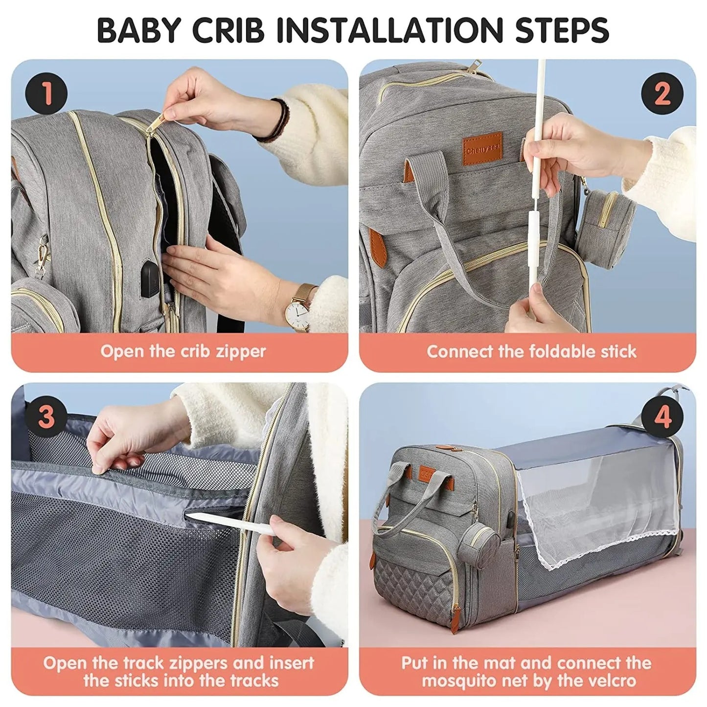 3 In 1 Foldable Diaper Backpack