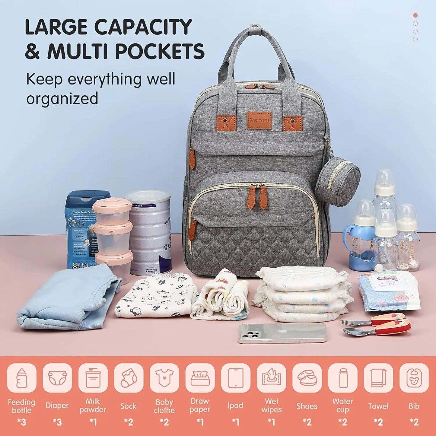 3 In 1 Foldable Diaper Backpack